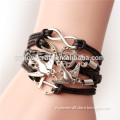 MYLOVE 2014 hot sale wrap leather bracelet charm bracelet leather charm bracelet MLBZ036